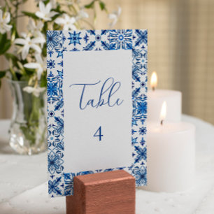 Blue Mediterranean Tile and citrus table number
