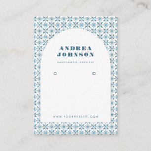Blue Mediterranean Tile & Arch Earring Display Business Card