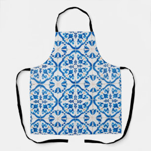 Blue Mediterranean Tile Pattern – Elegant Azulejo Apron
