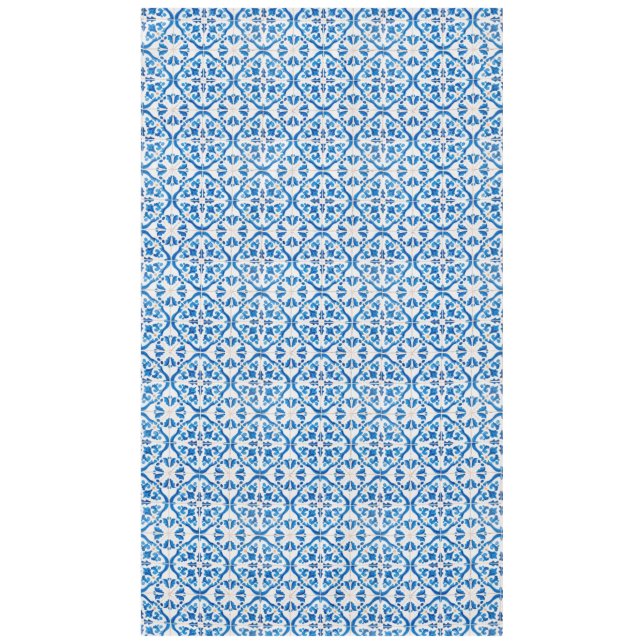 Blue Mediterranean Tile Pattern – Elegant Azulejo  Tablecloth (Front)