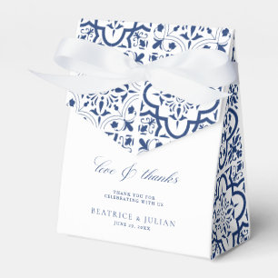 Blue Mediterranean Tile Wedding Favor Boxes