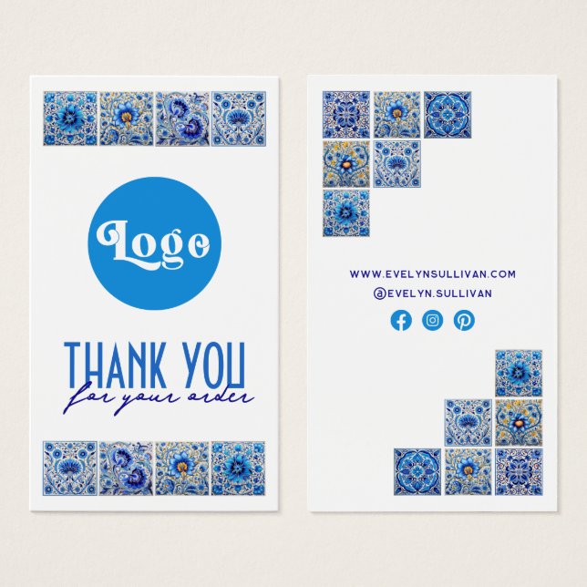 Blue mediterranean tiles package insert (Front & Back)