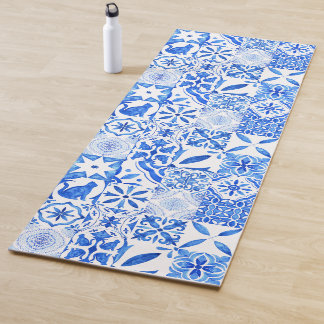 Blue Mediterranean tiles vintage Yoga Mat