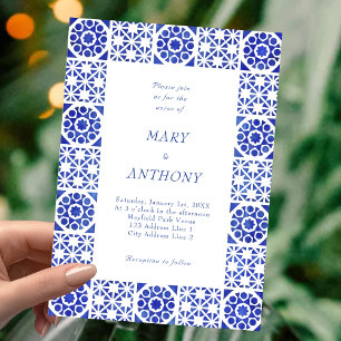 Blue Mediterranean Wedding Invitation