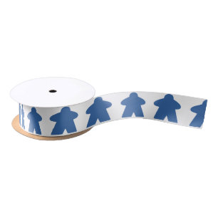 Blue Meeple Board Game Piece Satin Ribbon