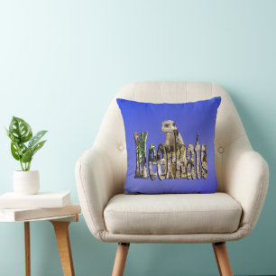 Blue Meerkats, Throw Cushion. Pillow