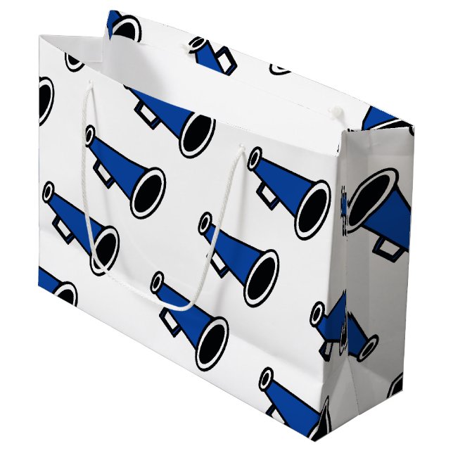 Blue Megaphone Large Gift Bag (Front Angled)