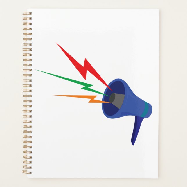 Blue Megaphone with Colorful Lightning Bolts (Devant)