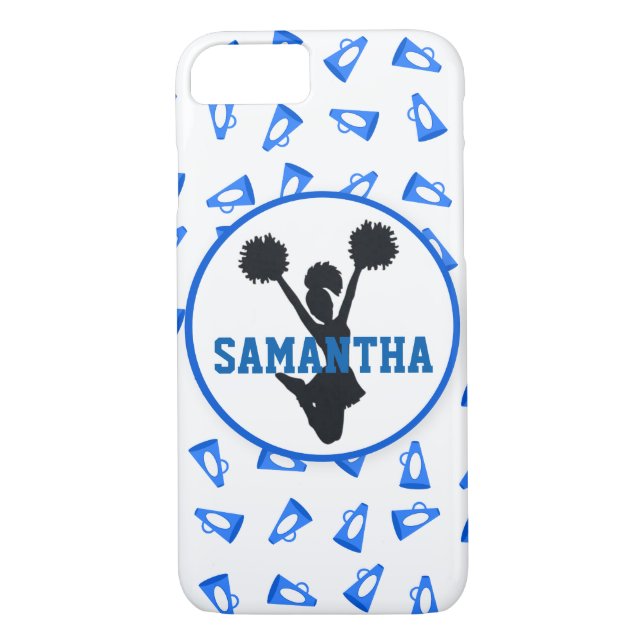 Blue Megaphones and Cheerleader Personalized Case-Mate iPhone Case (Back)