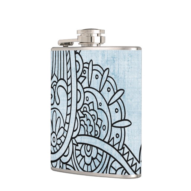 Blue Mehndi Motif Flask (Left)