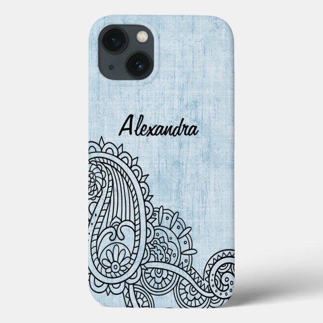 Blue Mehndi Motif Galaxy Note 4 Coque (Verso)