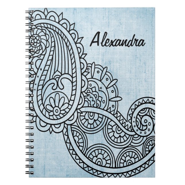 Blue Mehndi Motif Notebook (Front)
