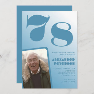 Blue Men Photo gradient 78th birthday invitations