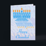 Blue Menorah Chanukah Cards<br><div class="desc">Blue menorah with orange flames,  with rippled reflection. Chanukah design. Custom Chanukah greeting cards - customize your own greeting inside.</div>
