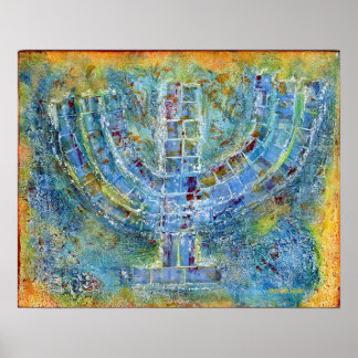 Blue Menorah Poster