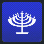 Blue Menorah Square Sticker<br><div class="desc">You will love this cool blue Jewish Hanukkah Menorah design. Great for gifts! Available on tee shirts, smart phone cases, mousepads, keychains, posters, cards, electronic covers, computer laptop / notebook sleeves, caps, mugs, and more! Visit our site for a custom gift case for Samsung Galaxy S3, iphone 5, HTC vivid...</div>