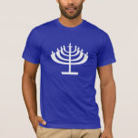 Blue Menorah T-Shirt<br><div class="desc">You will love this cool blue Jewish Hanukkah Menorah design. Great for gifts! Available on tee shirts, smart phone cases, mousepads, keychains, posters, cards, electronic covers, computer laptop / notebook sleeves, caps, mugs, and more! Visit our site for a custom gift case for Samsung Galaxy S3, iphone 5, HTC vivid...</div>