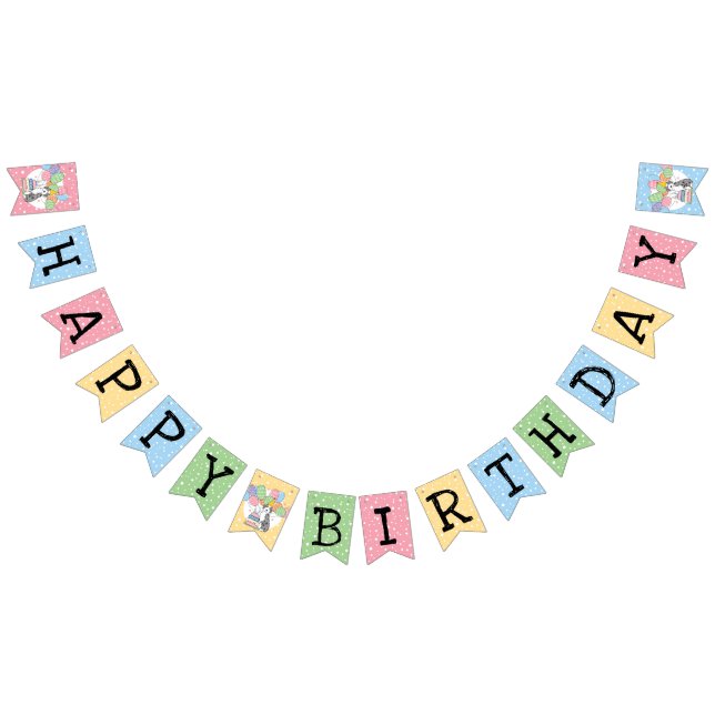 Blue Merle Aussiedoodle Dog Happy Birthday Party Bunting Flags (All)