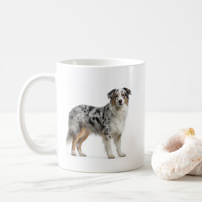 Blue Merle Australian Shepherd Intelligence Coffee Mug (With Donut)