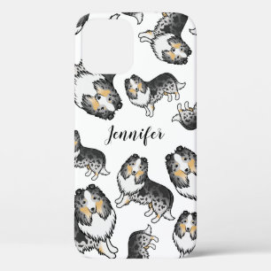 Blue Merle Cartoon Sheltie Dog Pattern & Name iPhone 12 Case