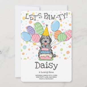 Blue Merle Cockapoo Cavapoo Dog Birthday Party Invitation