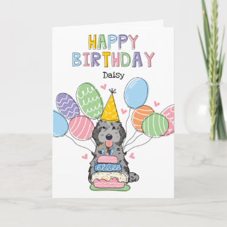 Blue Merle Cockapoo Cavapoo Dog Happy Birthday Card