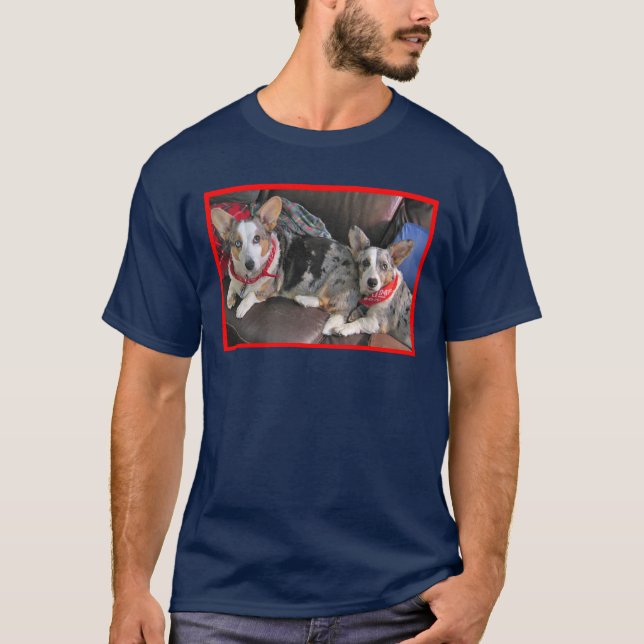 Blue Merle Corgi Buddies T-Shirt (Front)