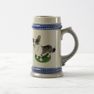 Blue merle, Corgi Cardigan. Beer Stein