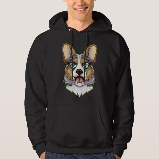 Blue Merle Corgi Hoodie (Front)