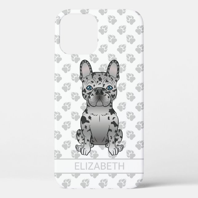 Blue Merle French Bulldog Frenchie Cute Dog & Name Case-Mate iPhone Case (Back)