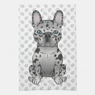 Blue Merle French Bulldog Frenchie Cute Dog & Paws Kitchen Towel