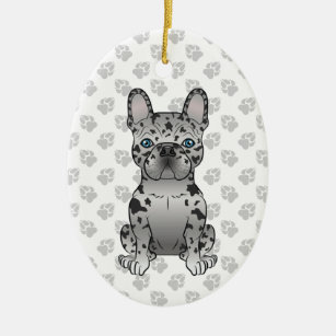 Blue Merle French Bulldog Frenchie Cute Dog & Text Ceramic Ornament