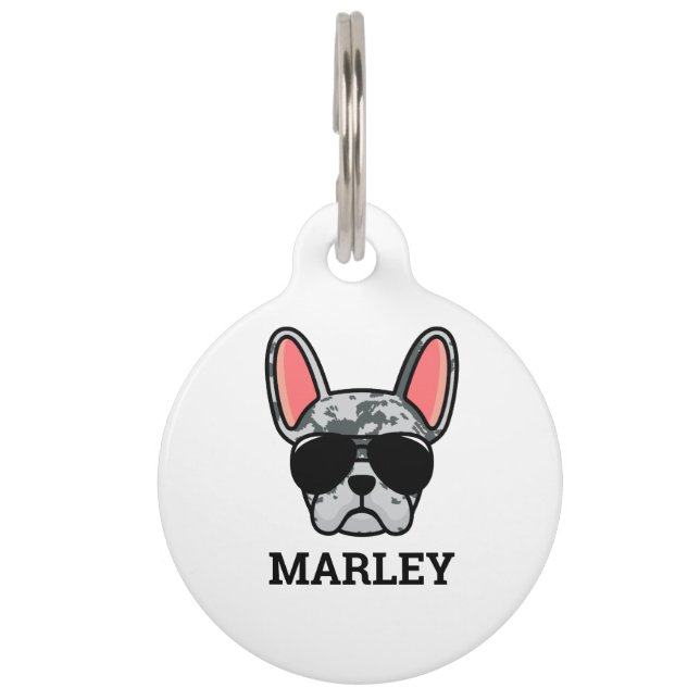 Blue Merle French Bulldog Pet ID Tag (Front)