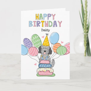 Blue Merle Goldendoodle Dog Happy Birthday Card