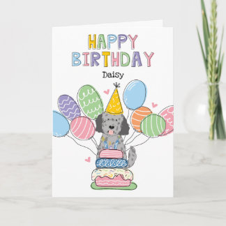 Blue Merle Goldendoodle Dog Happy Birthday Card