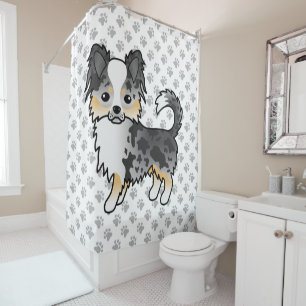 Blue Merle Long Coat Chihuahua Cartoon Dog & Paws