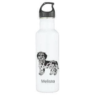 Blue Merle Mini Goldendoodle Cartoon Dog & Name 710 Ml Water Bottle