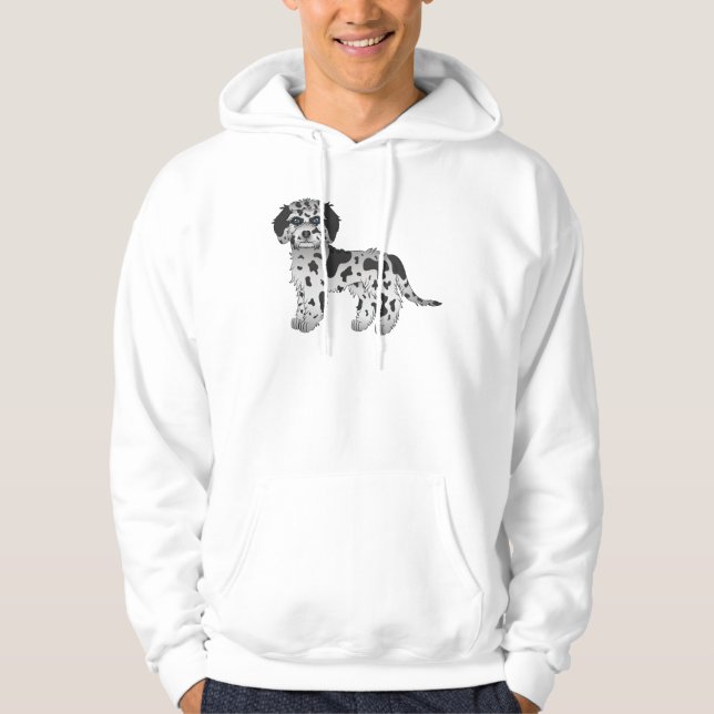 Blue Merle Mini Goldendoodle Cute Cartoon Dog Hoodie (Front)