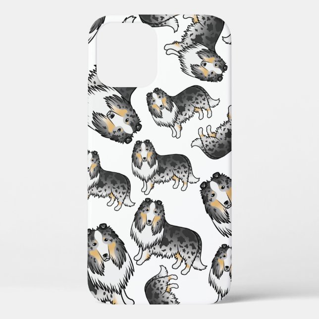Blue Merle Rough Collie Cute Cartoon Dog Pattern Case-Mate iPhone Case (Back)