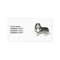 Blue Merle Rough Collie Cute Cartoon Dog & Text