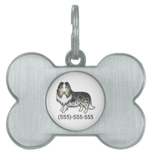 Blue Merle Rough Collie Dog & Phone Number Pet ID Tag