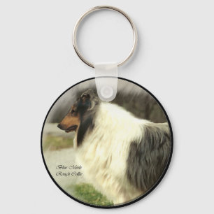 Blue Merle Rough Collie Gifts Art Keychain