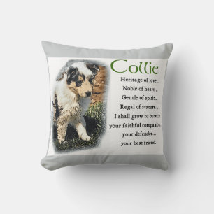 Blue Merle Rough Collie Puppy Throw Pillow