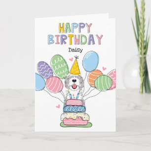 Blue Merle Sheepadoodle Dog Happy Birthday Card