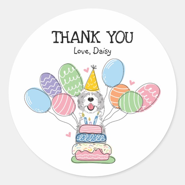 Blue Merle Sheepadoodle Favour Tags Sticker (Front)