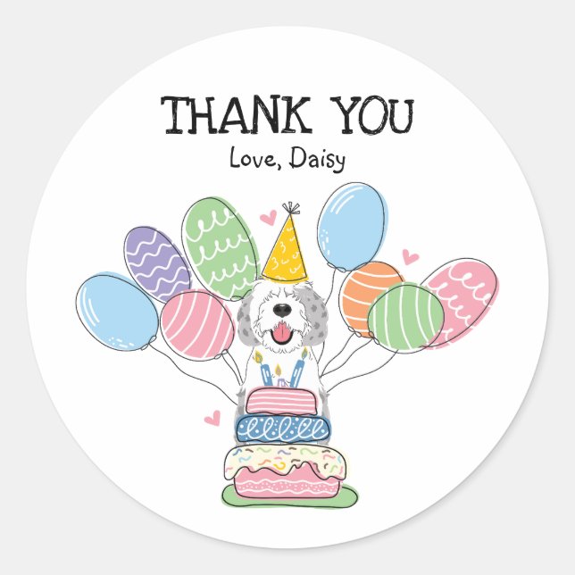 Blue Merle Sheepadoodle Favour Tags Sticker (Front)