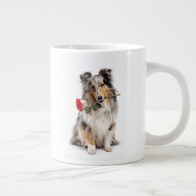 Blue Merle Sheltie Love Large Coffee Mug (Right)