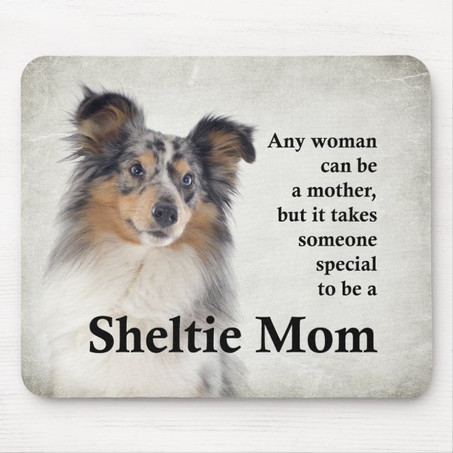 Blue Merle Sheltie Mom Mousepad (Front)