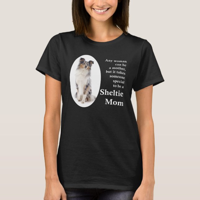 Blue Merle Sheltie Mom T-Shirt (Front)