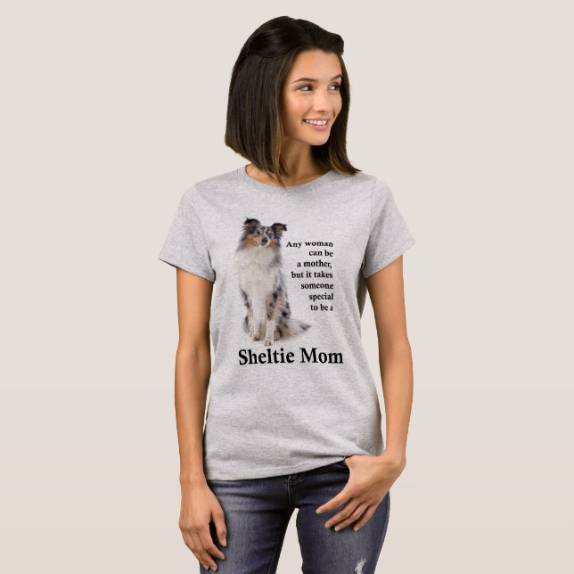 Blue Merle Sheltie Mom T-Shirt (Front Full)